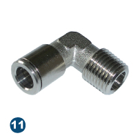 Threaded Push-in elbow adapter conical
